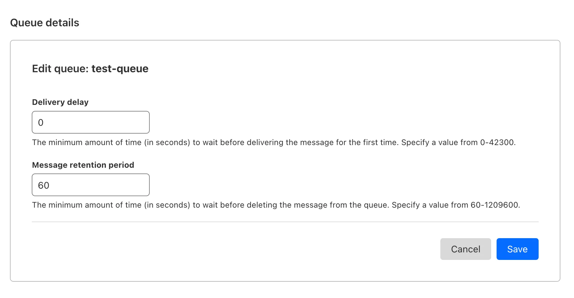 Customize a Queue's message retention period